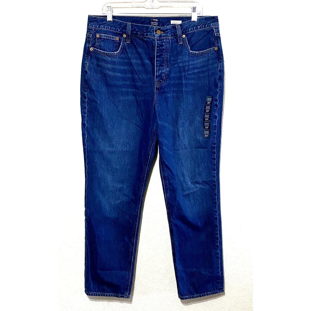 J.Crew Jean Women Size 32 Tall Blue High-Rise Straight-Leg Button-Fly NWT